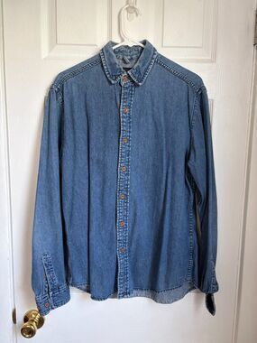 CPO Provisions Chambray Denim Shirt Mens Small Blue Button Long Sleeve Work